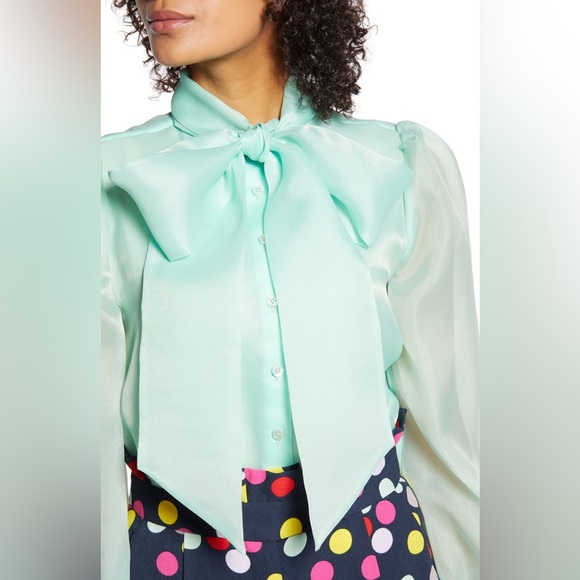 Halogen Tops - Halogen x Atlantic Pacific Puff Sleeve Bow Blouse